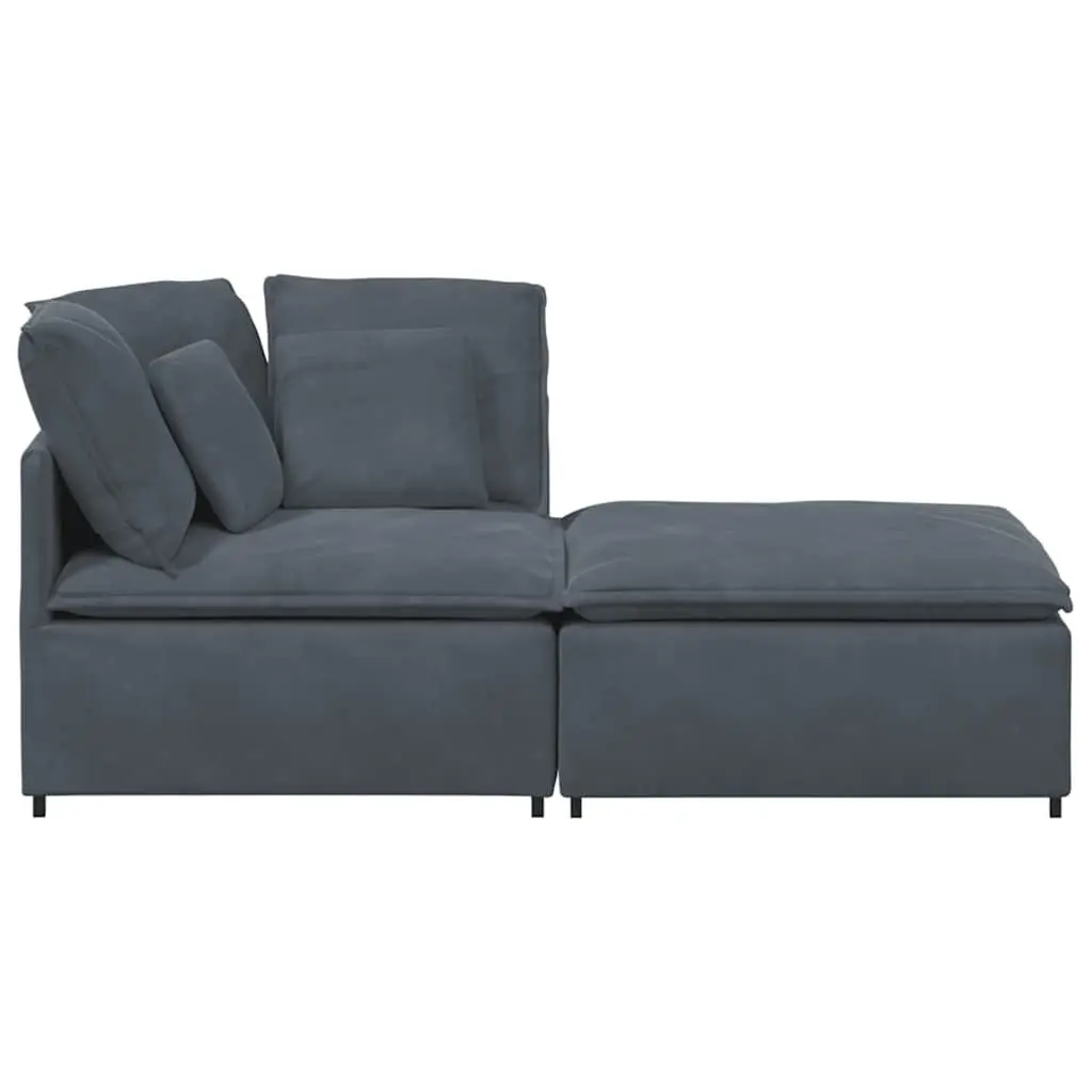 Modular Sofa Sectional Grey Velvet with Footstool Cushions