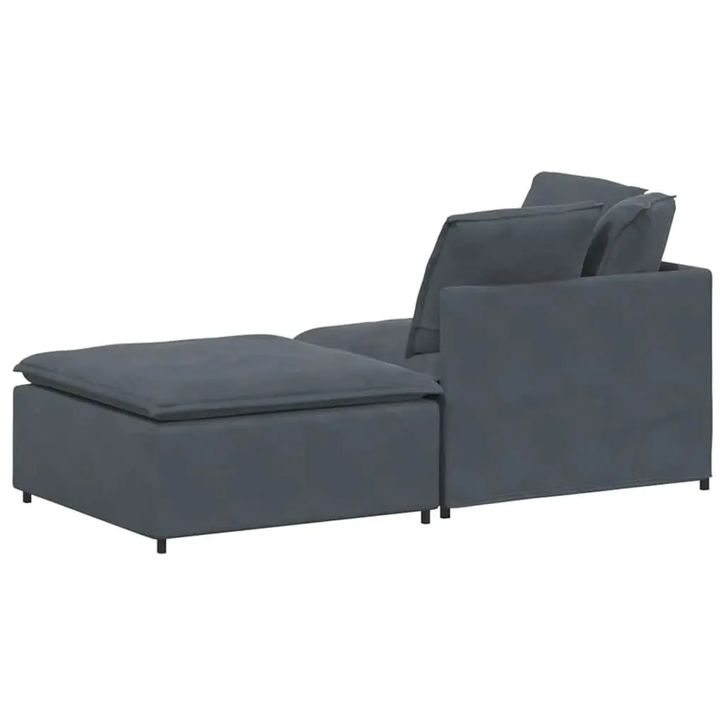 Modular Sofa Sectional Grey Velvet with Footstool Cushions