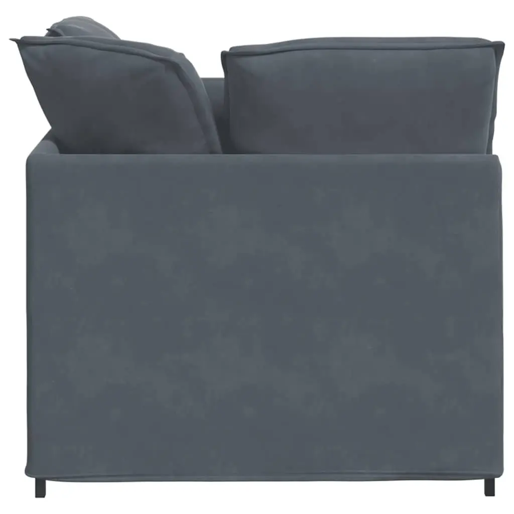 Modular Sofa Sectional Grey Velvet with Footstool Cushions