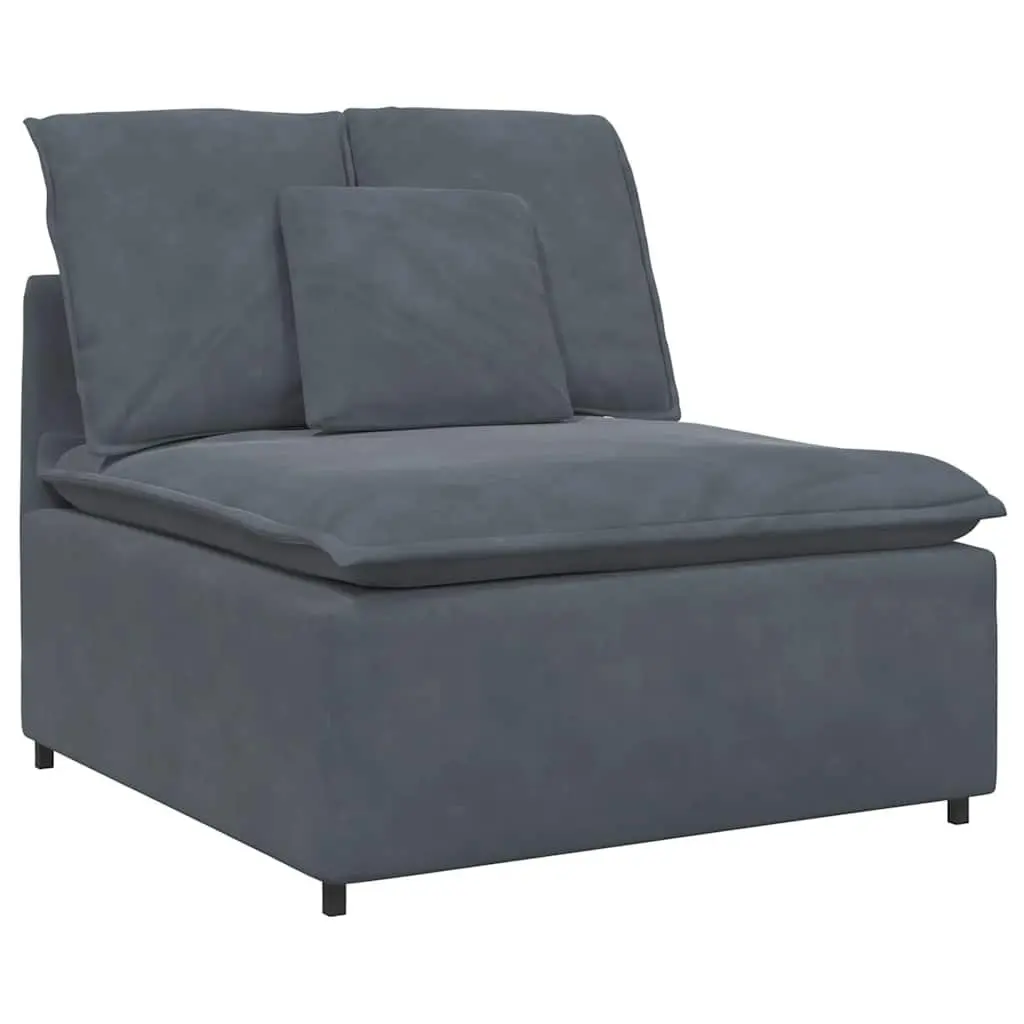 Modular Sofa Grey Velvet Sectional Couch with Footstool