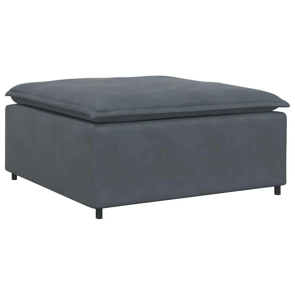 Modular Sofa Grey Velvet Sectional Couch with Footstool