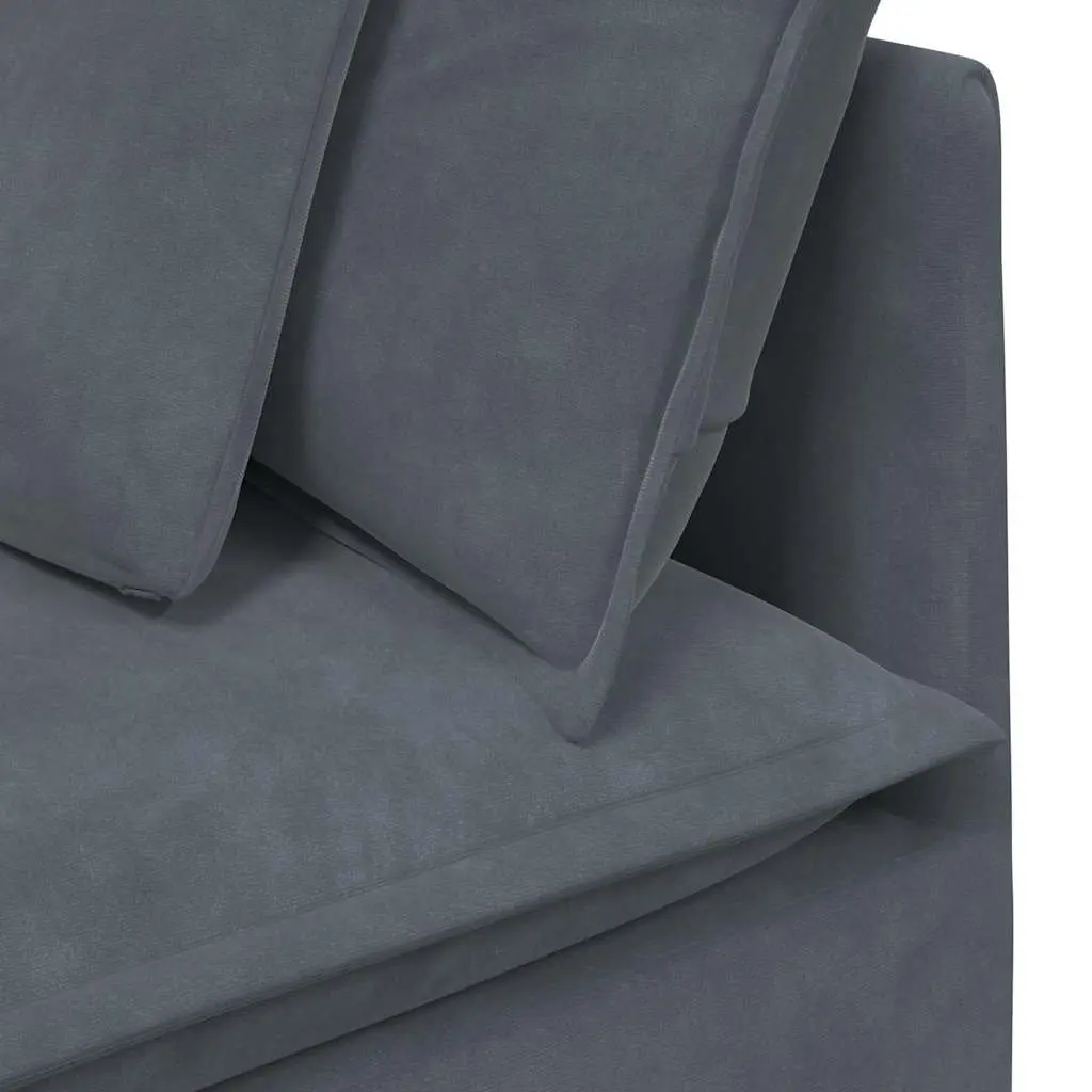 Modular Sofa Grey Velvet Sectional Couch with Footstool