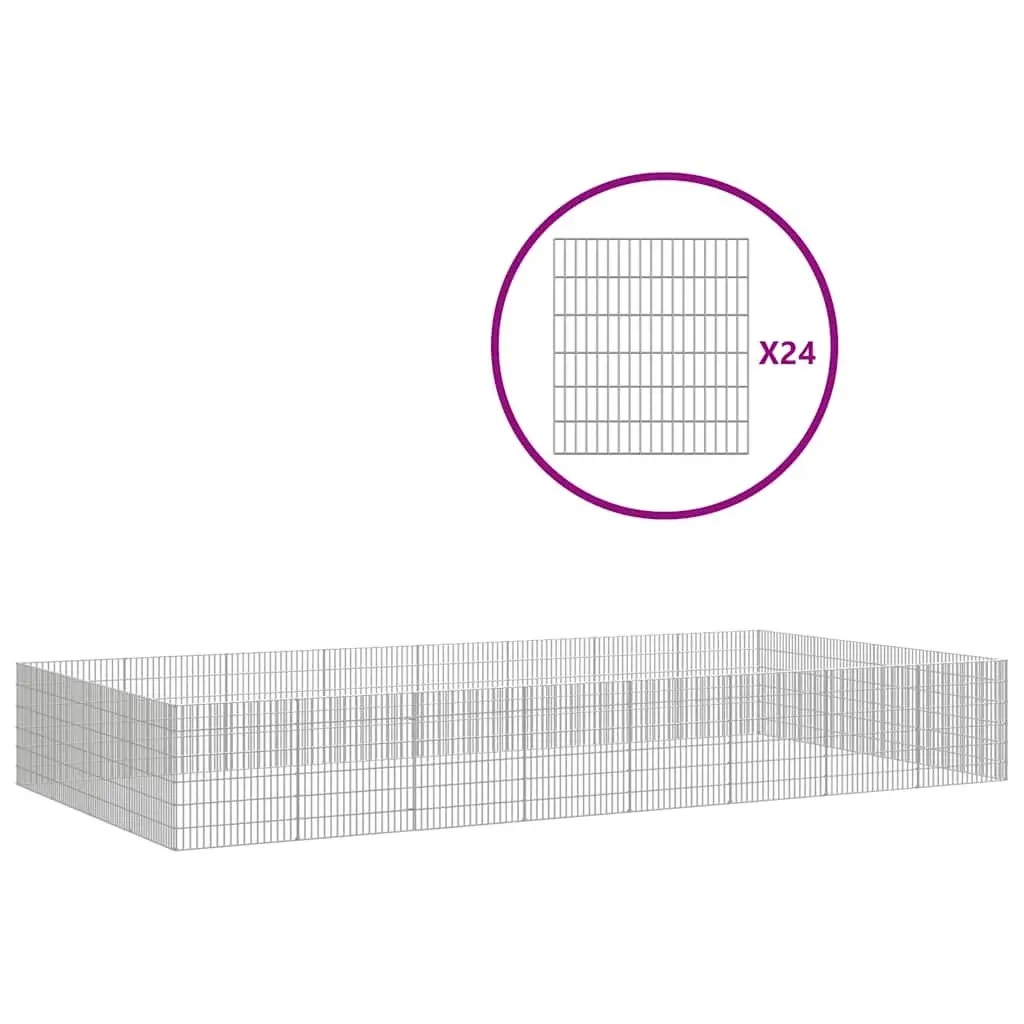 Small Animal Enclosure Pen Galvanised Iron 54x60cm 24 Panels