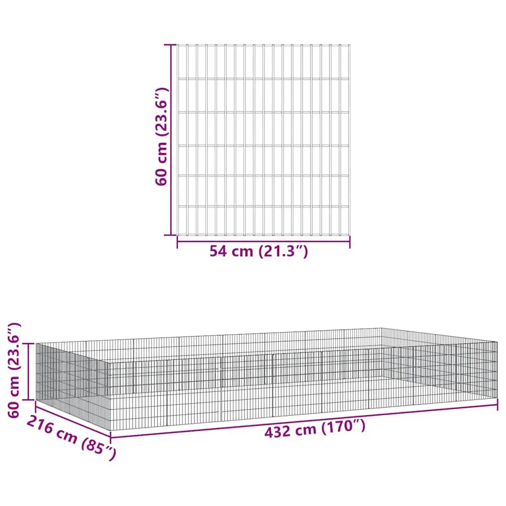 Small Animal Enclosure Pen Galvanised Iron 54x60cm 24 Panels