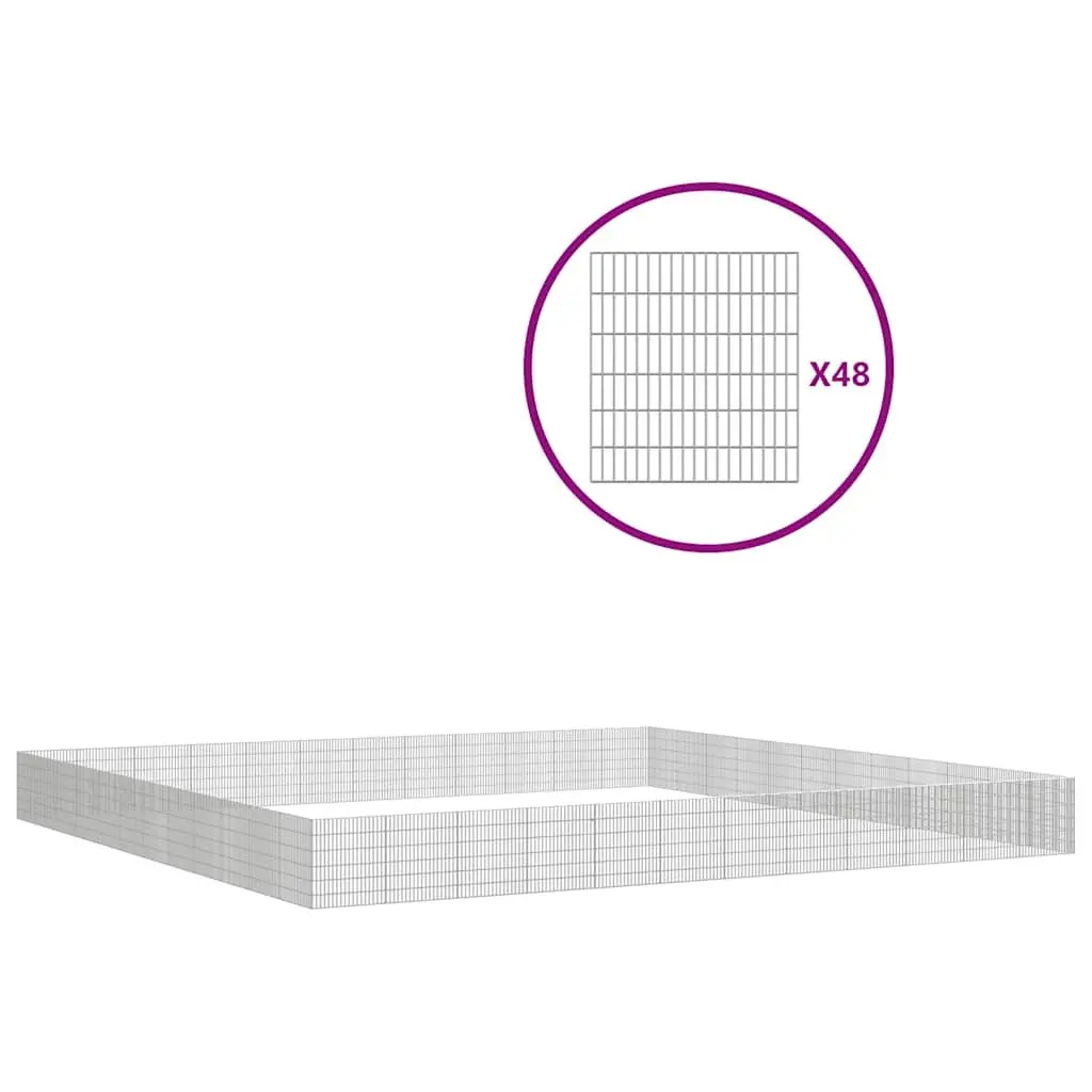 Small Animal Enclosure 48-Panel Playpen Galvanised Iron 54 x 60 cm