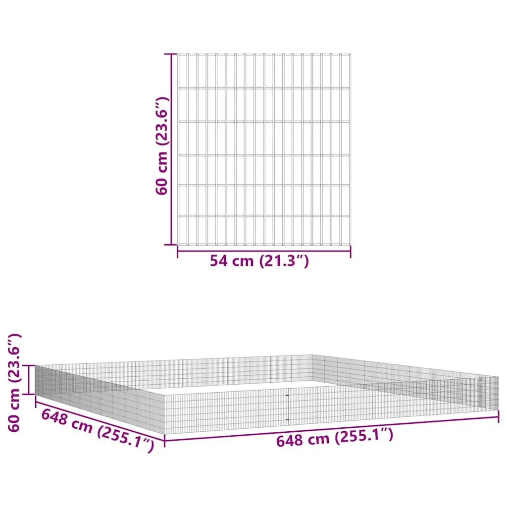 Small Animal Enclosure 48-Panel Playpen Galvanised Iron 54 x 60 cm