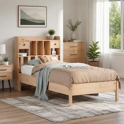 Friendly Bookcase Bed Frame 90x190cm with Storage