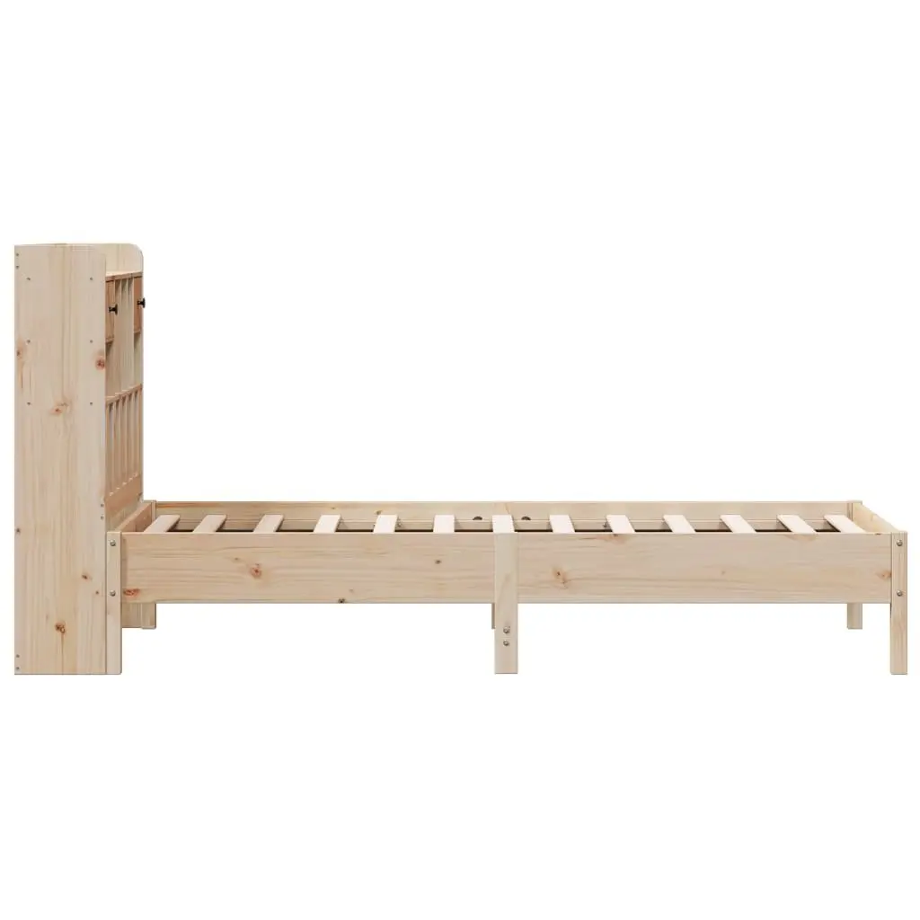 Bookcase Bed Frame Solid Pine Wood 90x190cm Slatted Base