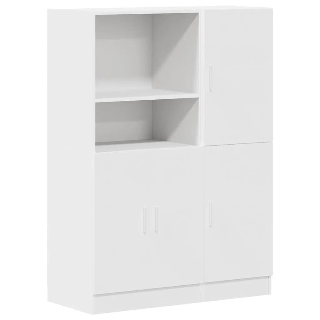 2 Piece Kitchen Cabinet Set Wall Mount Storage White Engineered Wood Cupboard