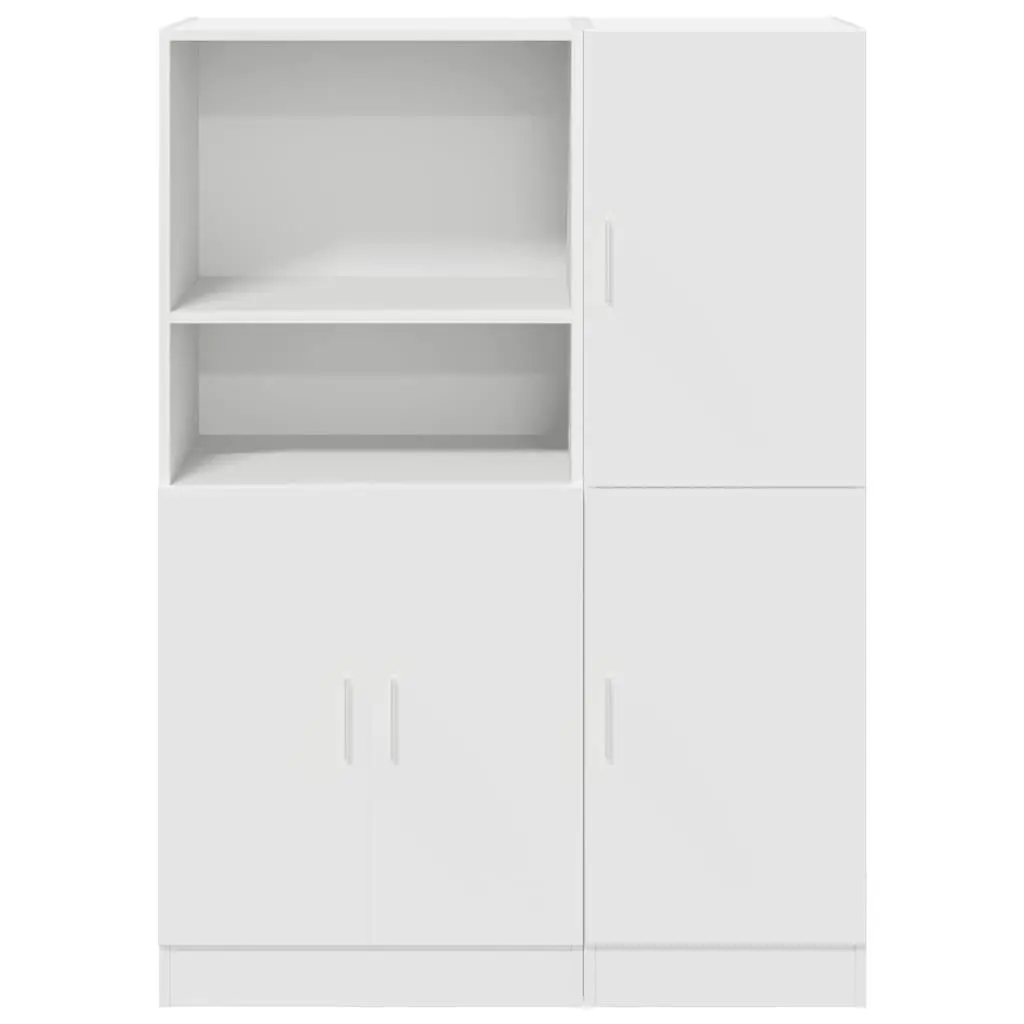 2 Piece Kitchen Cabinet Set Wall Mount Storage White Engineered Wood Cupboard
