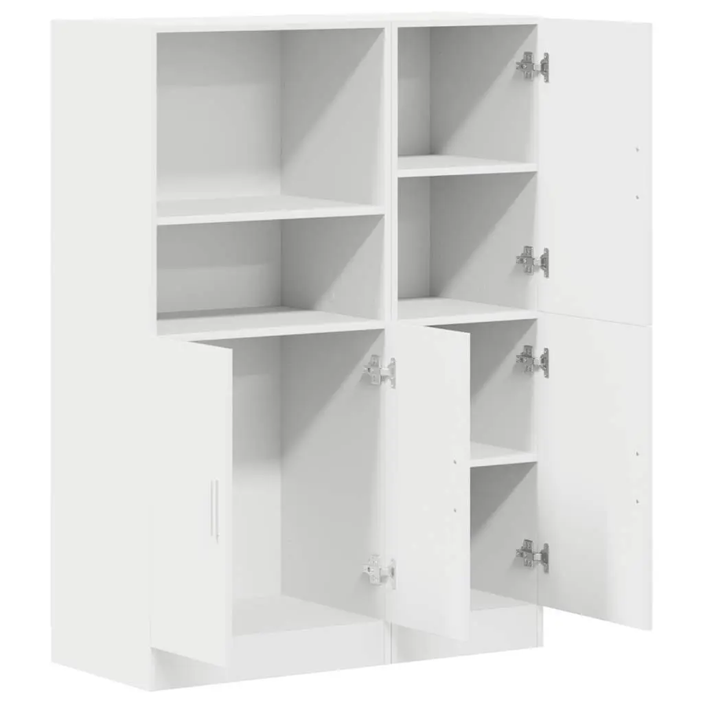 2 Piece Kitchen Cabinet Set Wall Mount Storage White Engineered Wood Cupboard