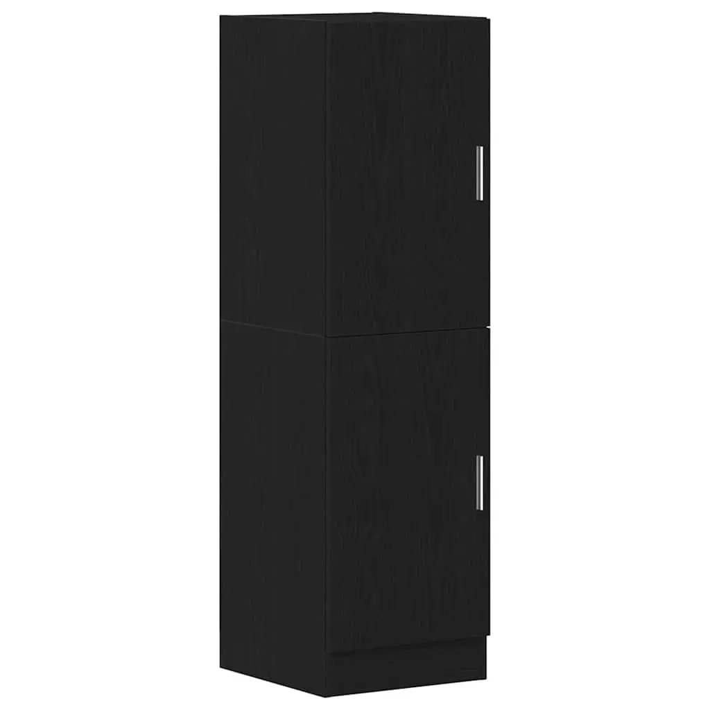 Black Wall Mounted Kitchen Cabinet Set 2 Piece Engineered Wood Storage Shelves