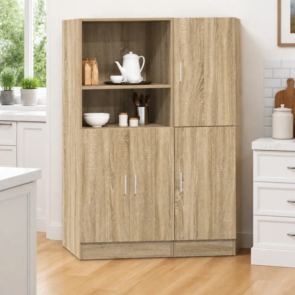 Kitchen Cabinet Set 2 Piece Wall Mounted Storage Shelves Organizer