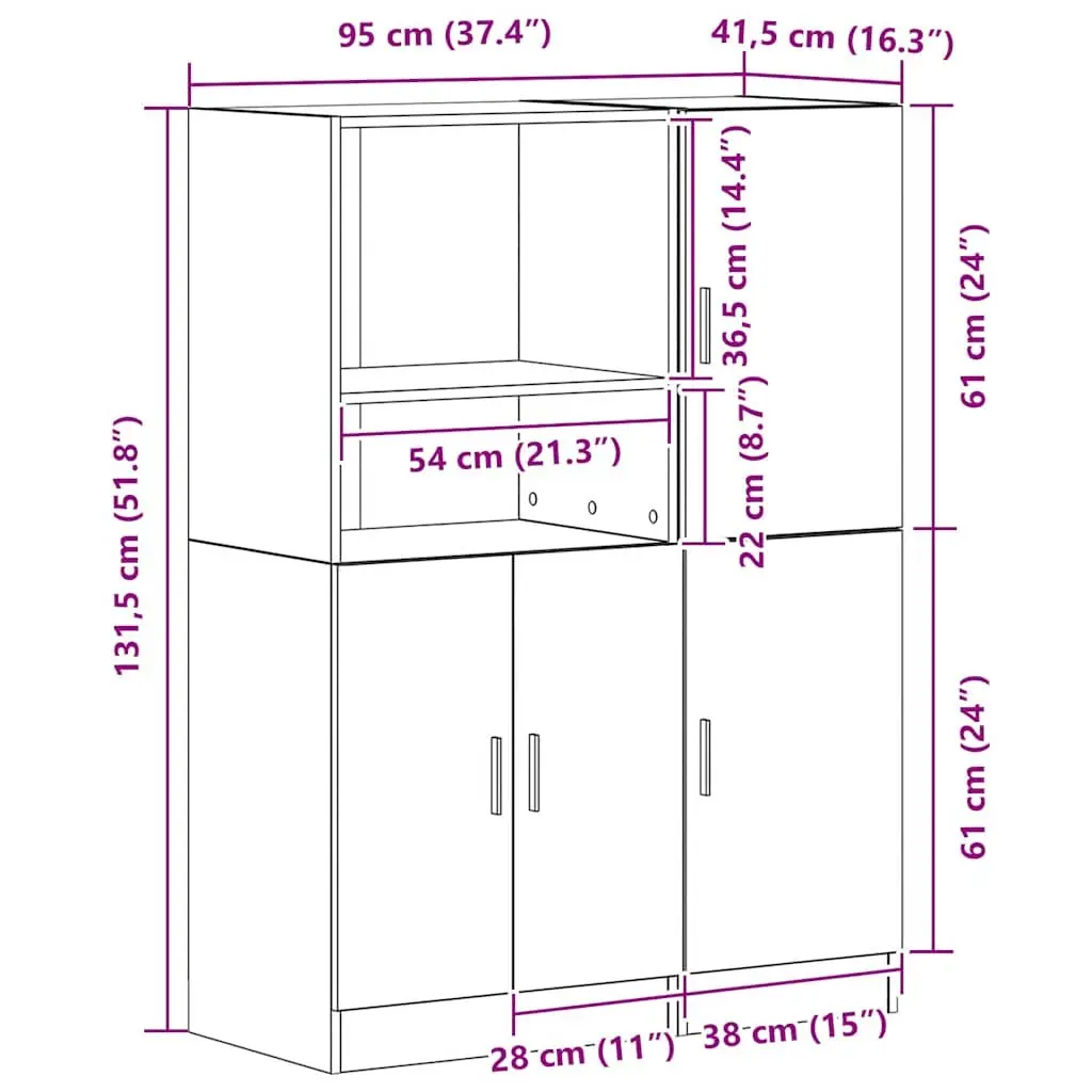 Kitchen Cabinet Set 2 Piece Wall Mounted Storage Shelves Organizer