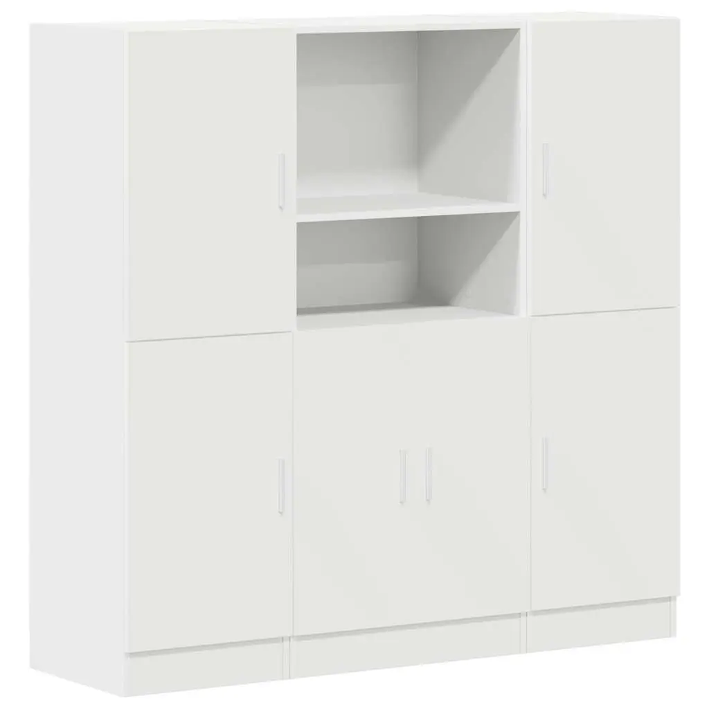 Kitchen Cabinets Set White Wall Mounted 3 Pieces Storage Organiser