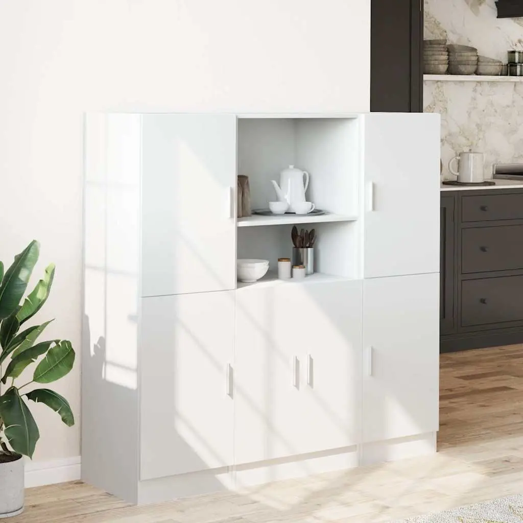 Kitchen Cabinets Set White Wall Mounted 3 Pieces Storage Organiser