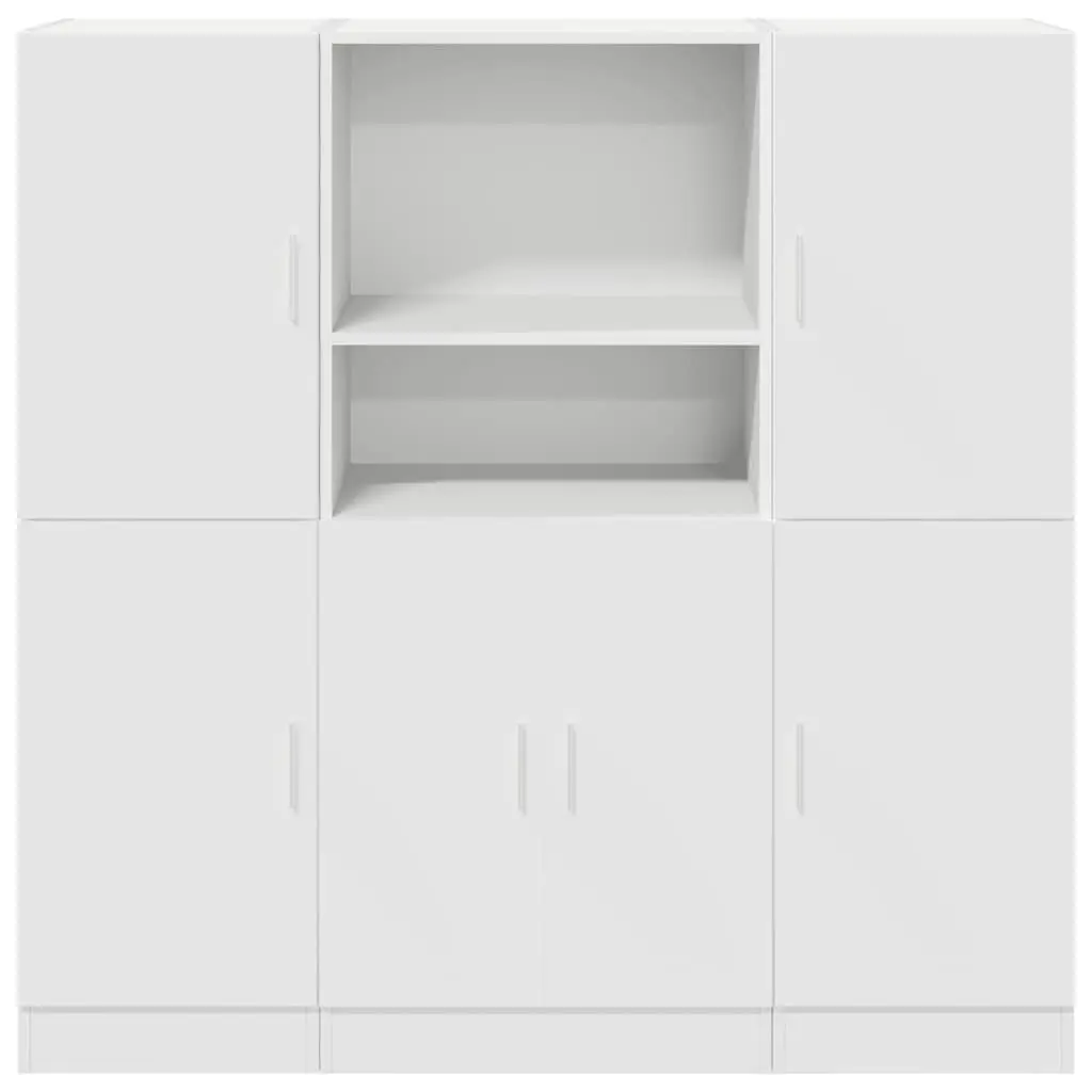 Kitchen Cabinets Set White Wall Mounted 3 Pieces Storage Organiser