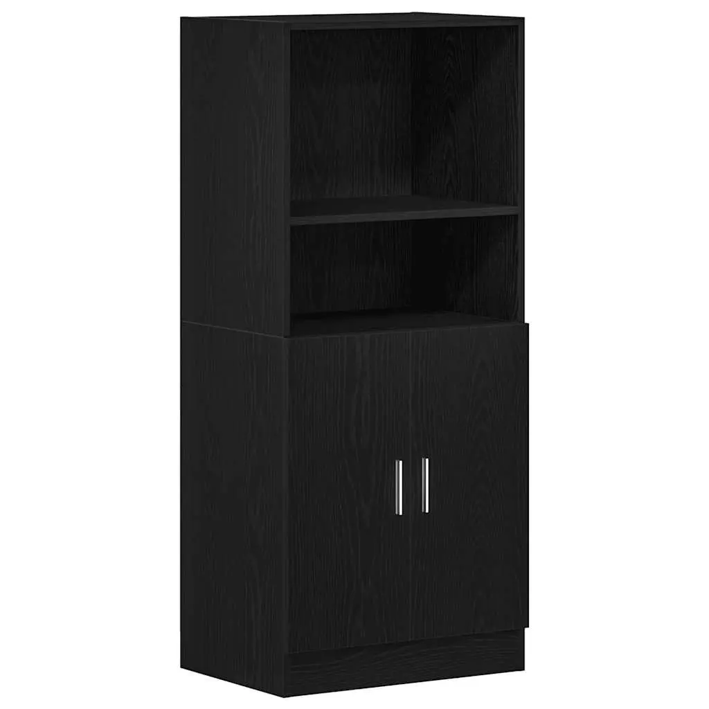 Black Kitchen Cabinet Set 3 Piece Wall Mount Storage Shelving Engineered Wood