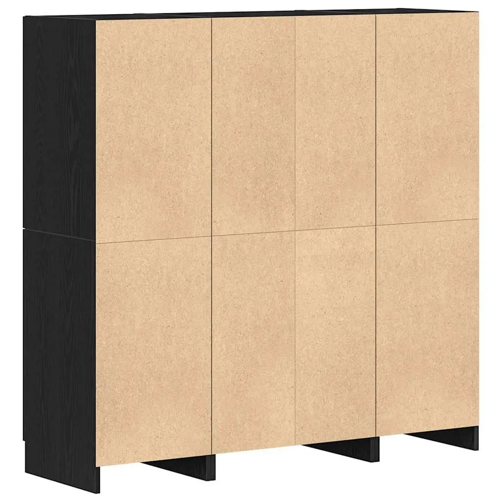 Black Kitchen Cabinet Set 3 Piece Wall Mount Storage Shelving Engineered Wood