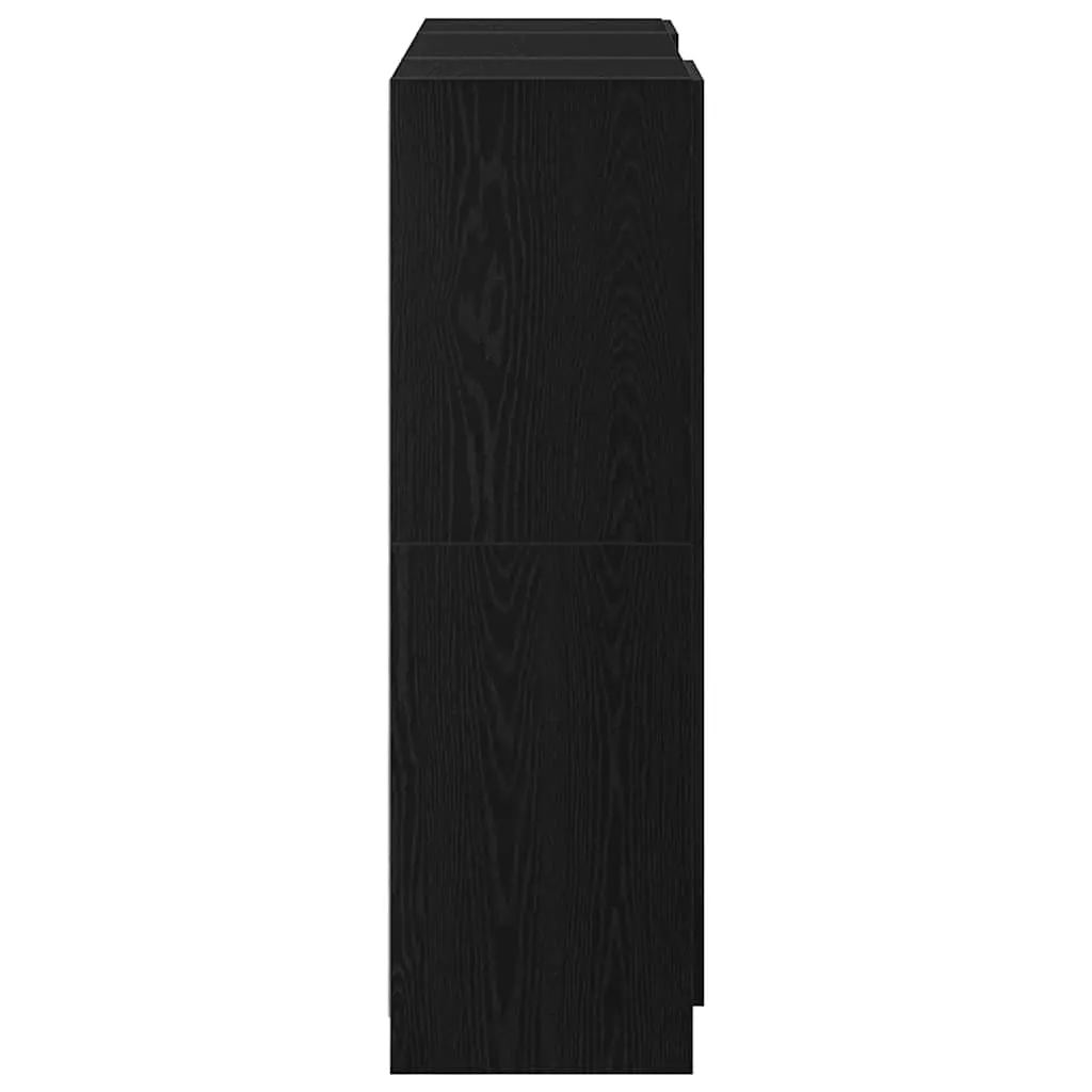 Black Kitchen Cabinet Set 3 Piece Wall Mount Storage Shelving Engineered Wood