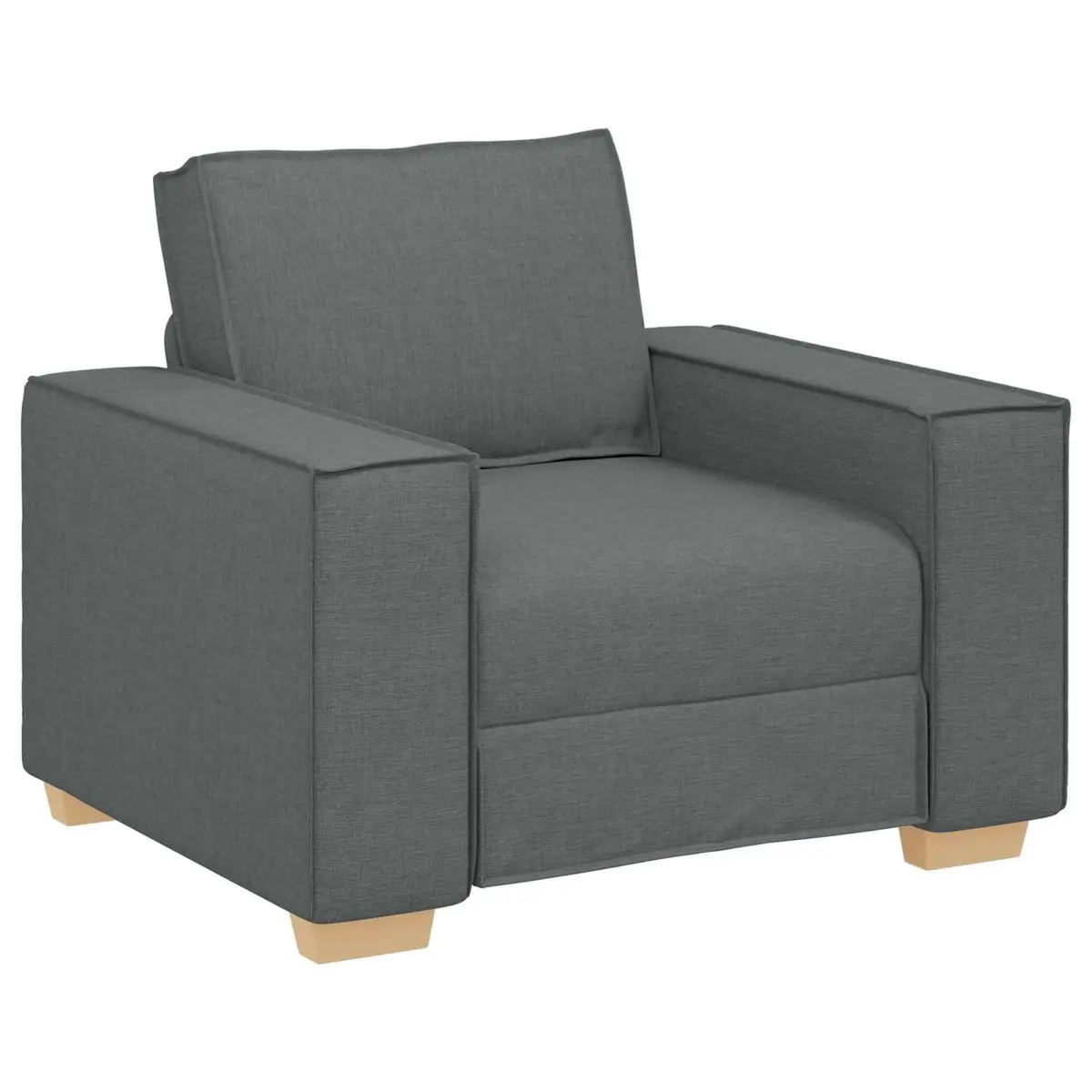 Sofa Set Grey Linen Blend 3 Piece 220cm Wide Contemporary Living Room Furniture