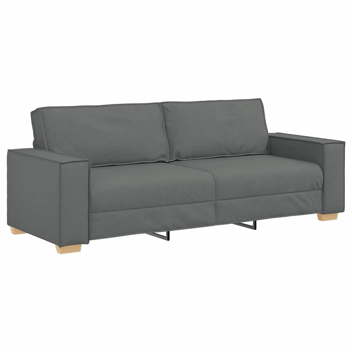 Sofa Set Grey Linen Blend 3 Piece 220cm Wide Contemporary Living Room Furniture