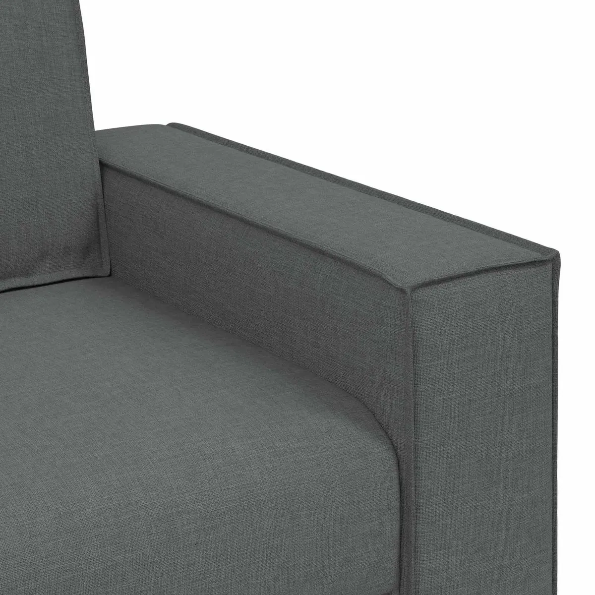 Sofa Set Grey Linen Blend 3 Piece 220cm Wide Contemporary Living Room Furniture