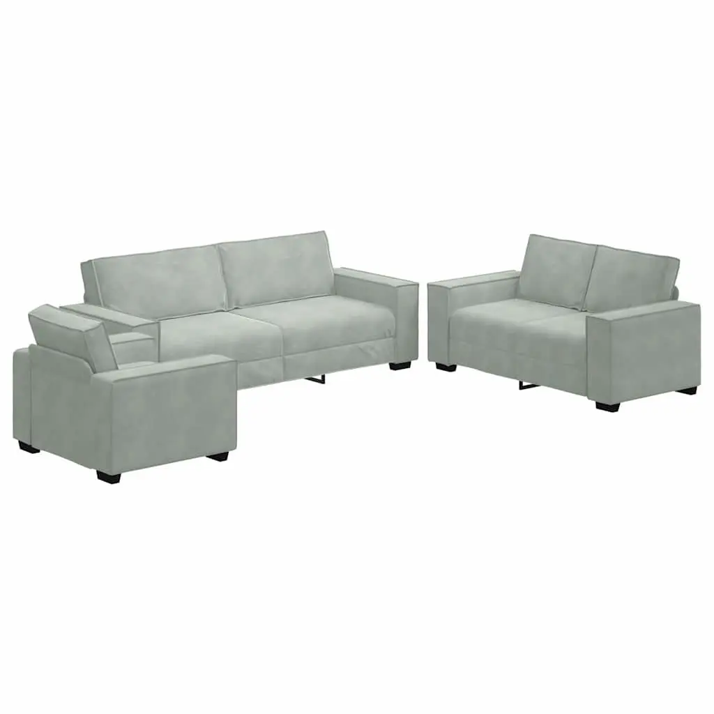 Grey Linen-Blend Sofa Set