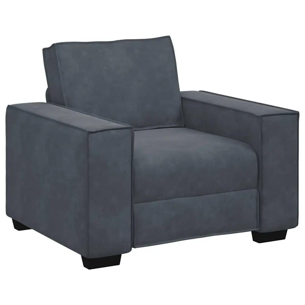 3 Piece Sofa Set Grey Velvet Living Room Furniture Lounge Seating Suite