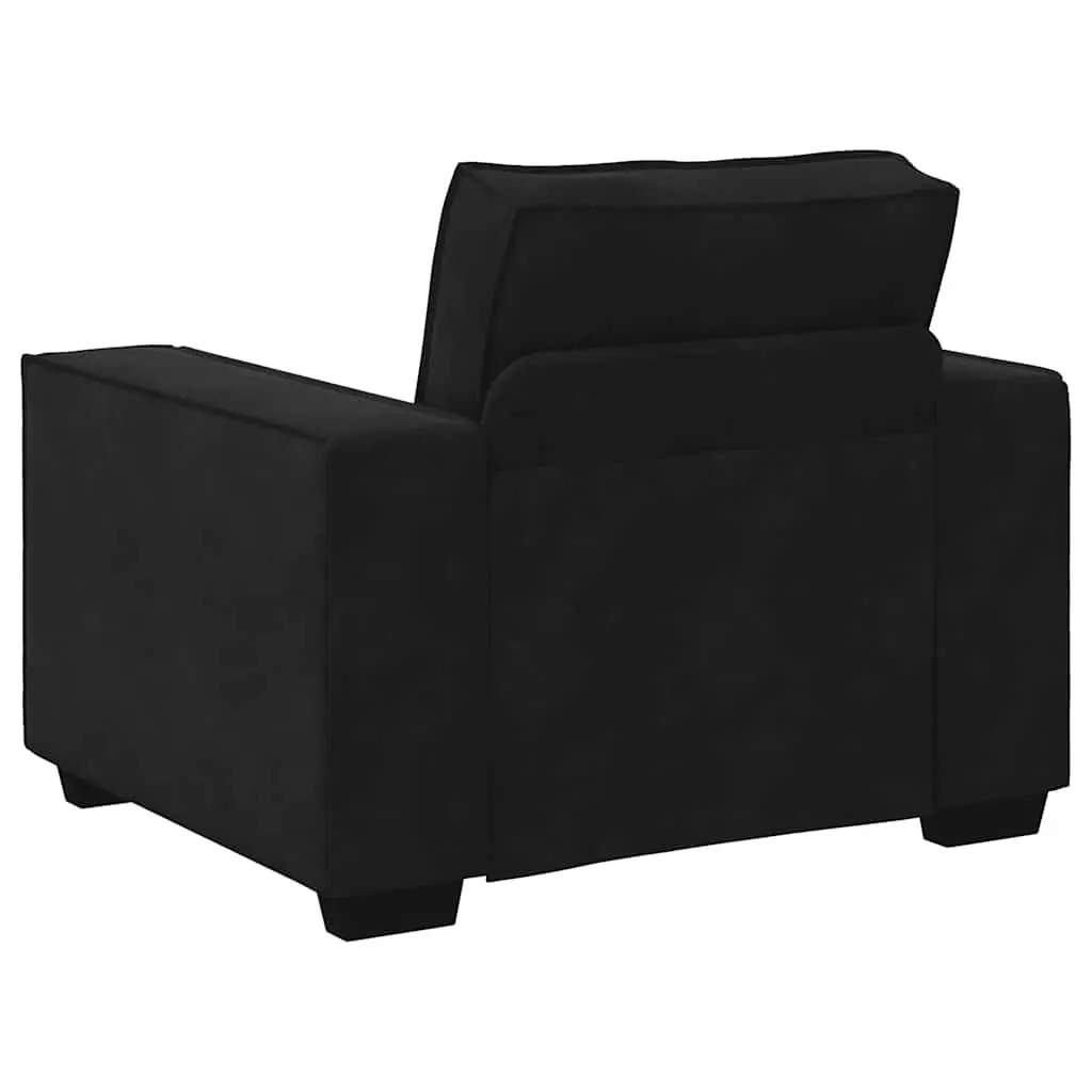 3 Piece Sofa Set Black Velvet Upholstered Lounge Suite Living Room Furniture