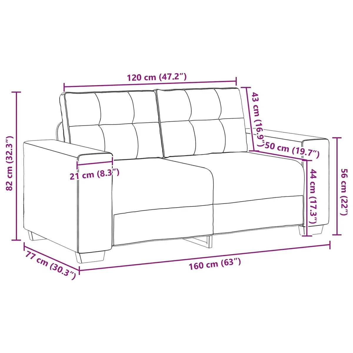 Modular Sofa Set 3-Piece Living Room Couch Grey Linen-blend Fabric Lounger