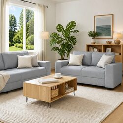 Your Perfect 3 Piece Sofa Set in Grey Fabric