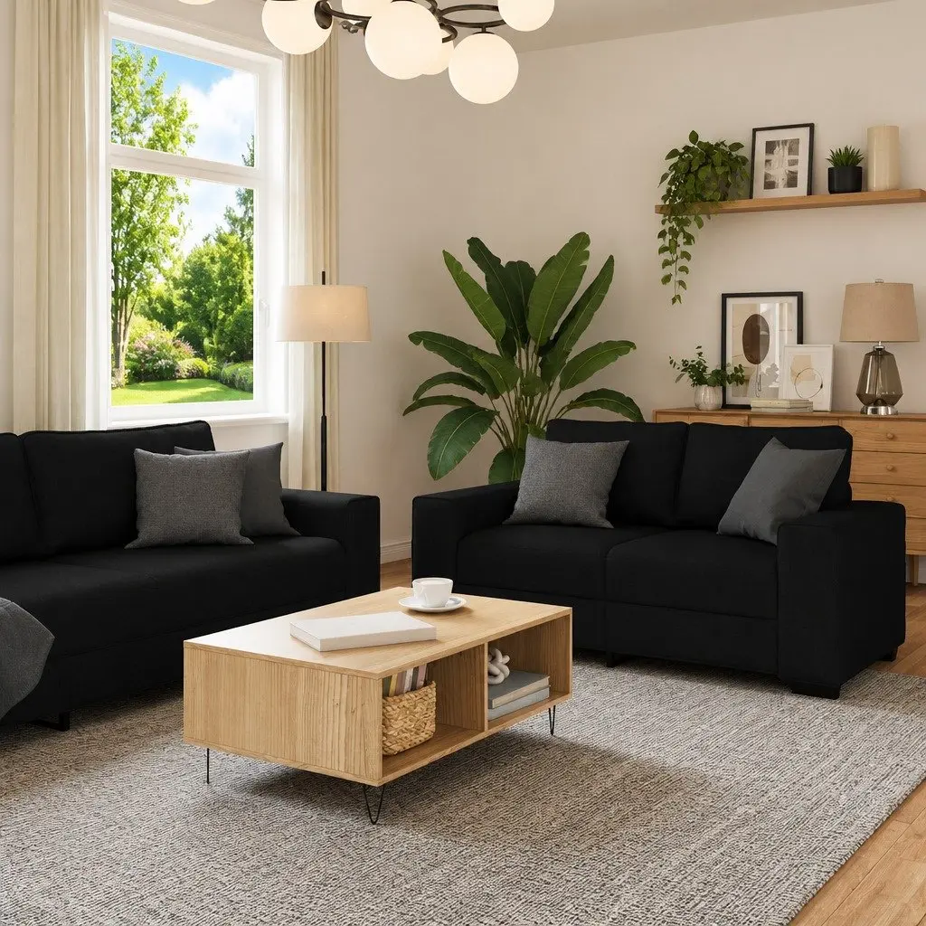 Black 3 Piece Sofa Set