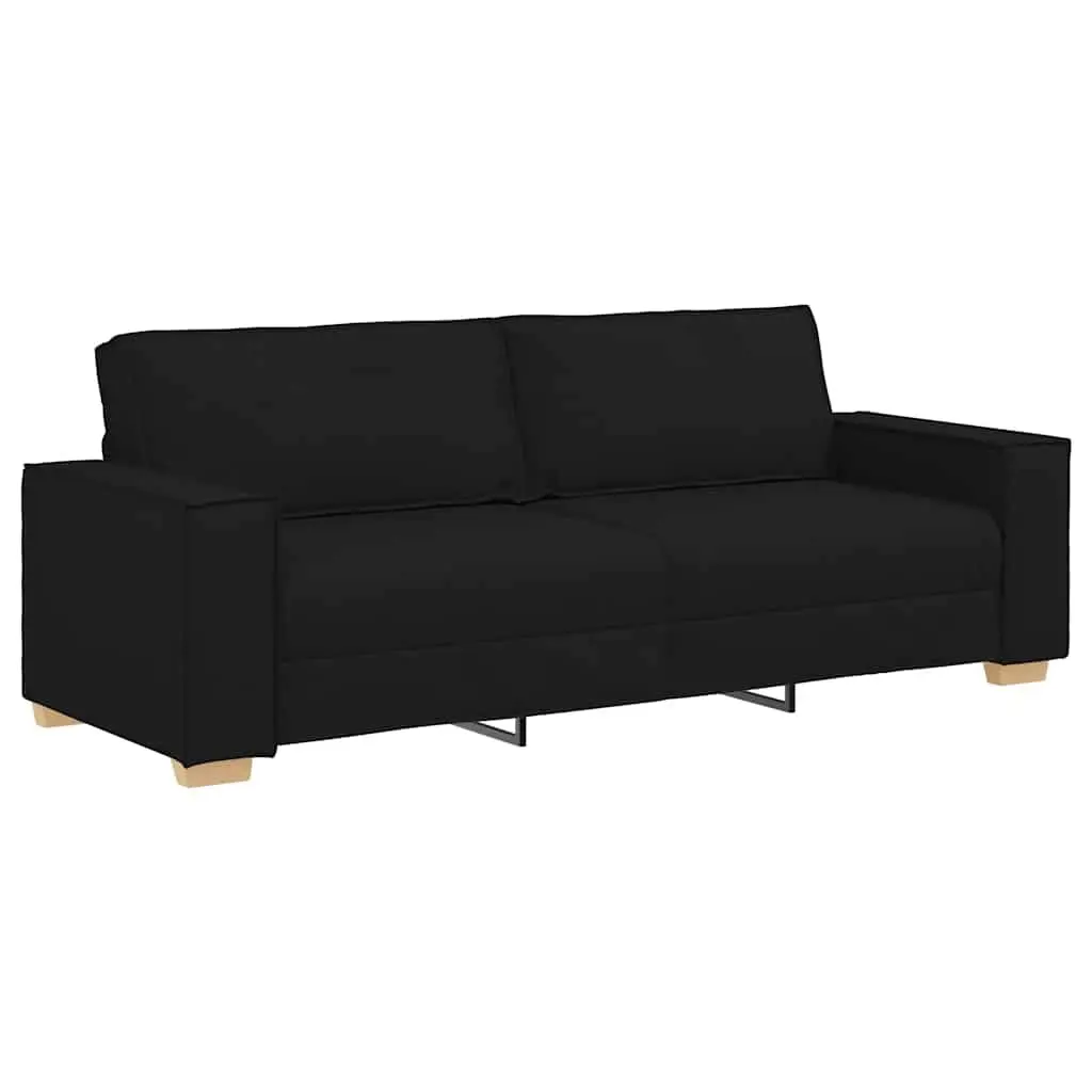 2 Piece Sofa Set with Cushions Black Fabric Living Room Lounge Couch Armrests