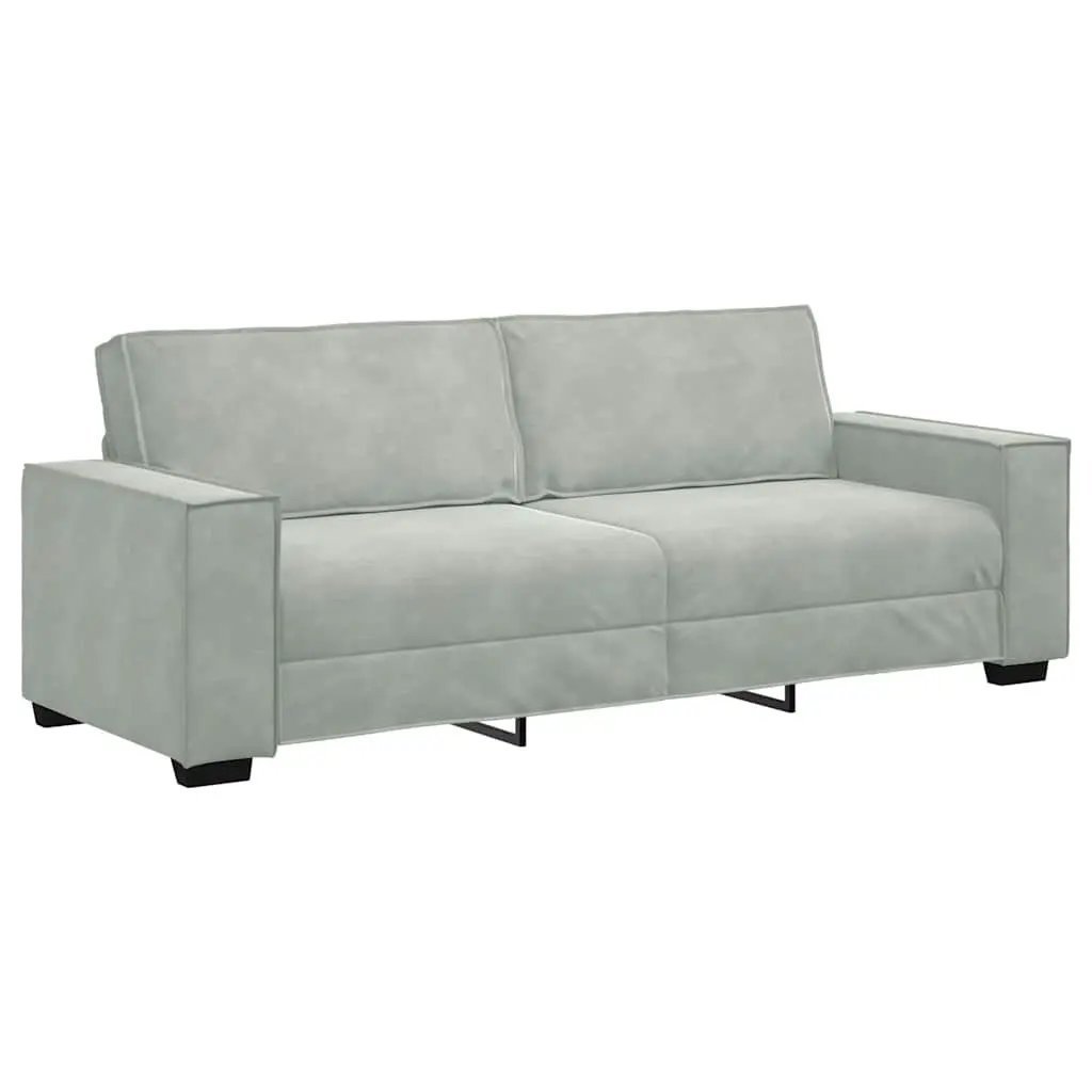 2 Piece Sofa Set Grey Velvet Upholstery Thickly Padded Seating