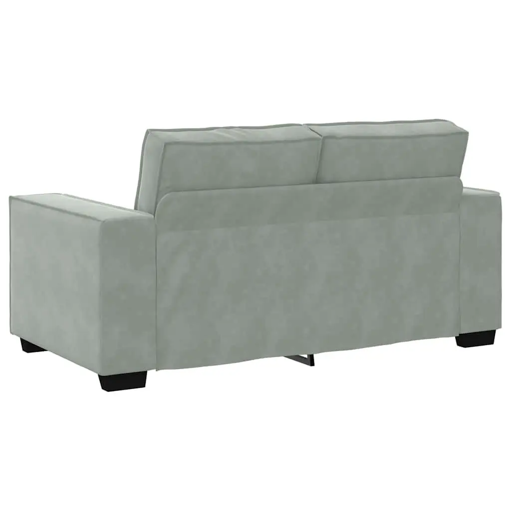 2 Piece Sofa Set Grey Velvet Upholstery Thickly Padded Seating