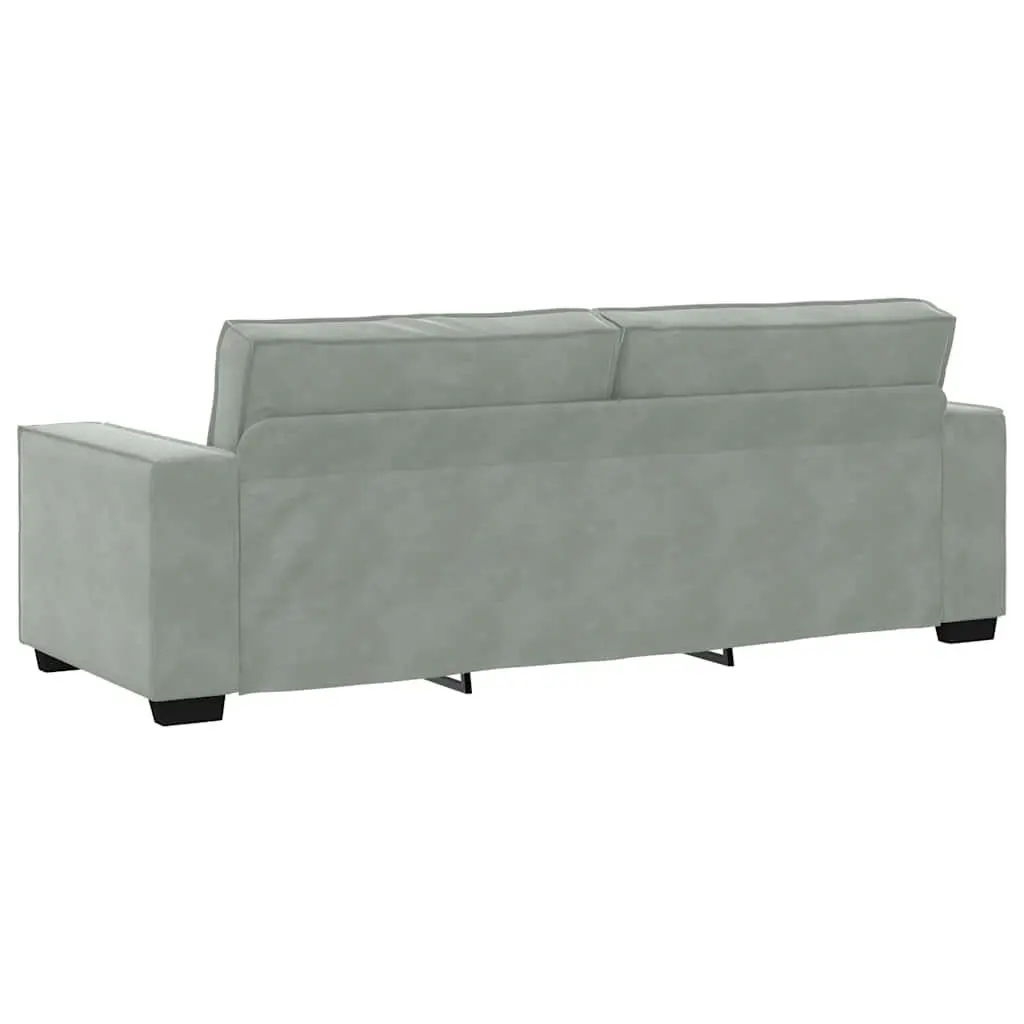 2 Piece Sofa Set Grey Velvet Upholstery Thickly Padded Seating