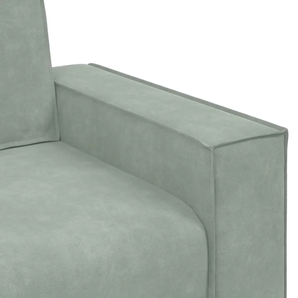 2 Piece Sofa Set Grey Velvet Upholstery Thickly Padded Seating