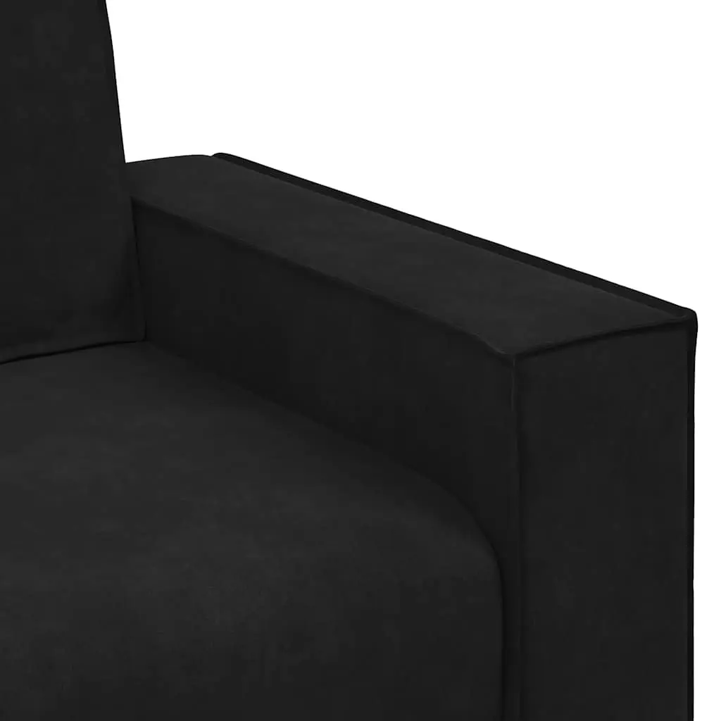2 Piece Sofa Set Black Velvet Upholstery Thickly Padded Seating