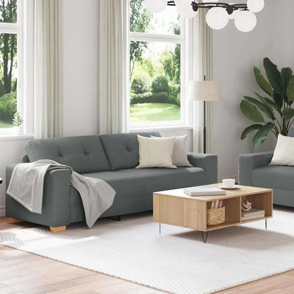 Sofa Set Grey Fabric 2 Piece Lounge Suite Living Room Furniture Armrests