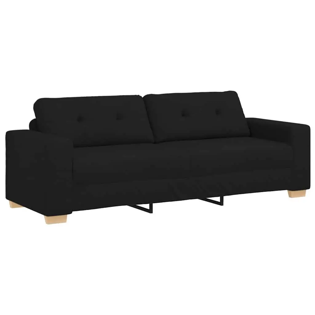 2 Piece Sofa Set Black Fabric Living Room Lounge Furniture with Cushions