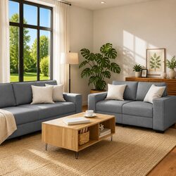 Your New Favorite Spot: 2 Piece Grey Sofa Set
