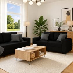 Your Perfect 2 Piece Black Sofa Set Awaits