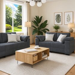 Your Cozy Corner: Grey Velvet 2 Piece Sofa Set