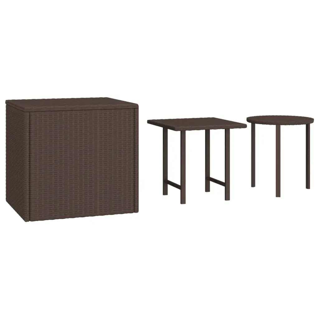 Garden Side Tables Set Brown Outdoor Patio Furniture 3 Piece