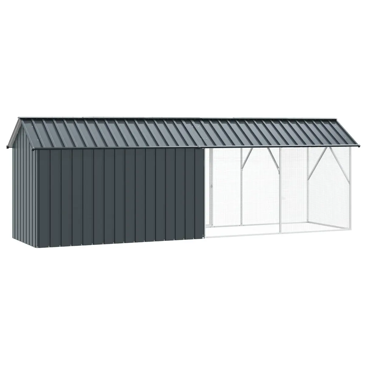 Bird Cage Galvanised Steel Large Outdoor Aviary 422x103x142cm Anthracite