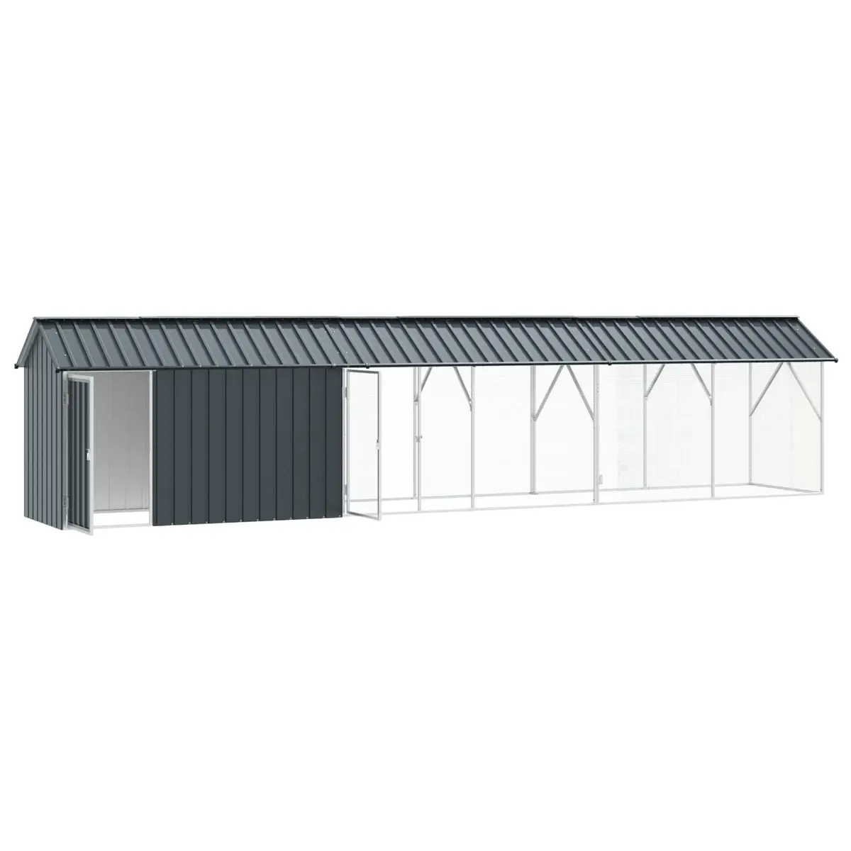 Bird Cage Outdoor Anthracite Galvanised Steel Large Garden Aviary 630x103x142cm