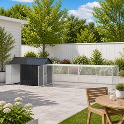 Bird Cage Outdoor Rectangular Anthracite Galvanised Steel Garden Aviary Shelter