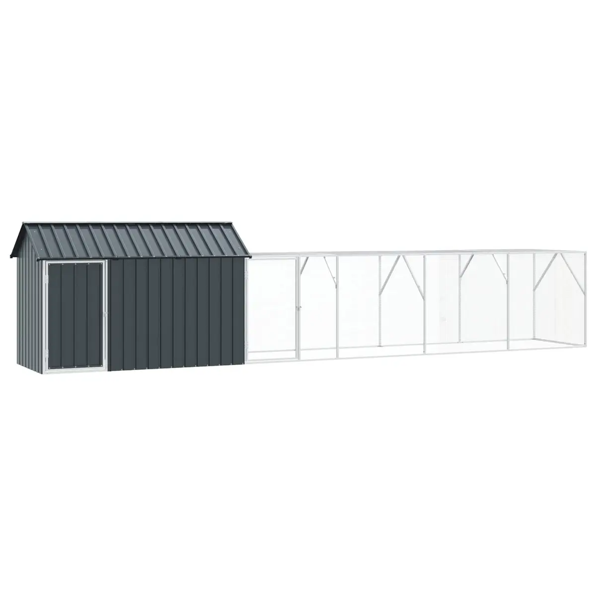 Bird Cage Outdoor Rectangular Anthracite Galvanised Steel 619 x 111 x 142 cm