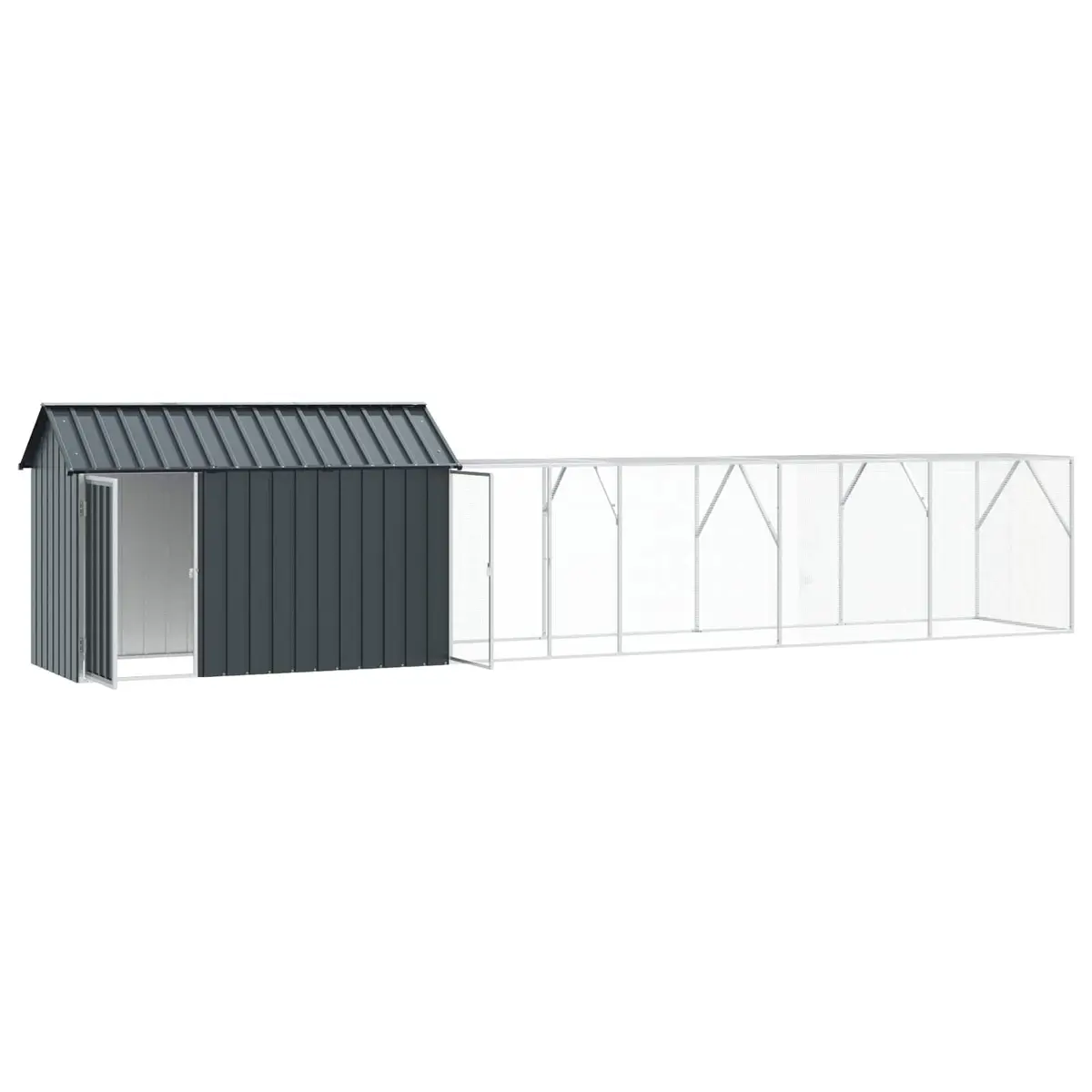 Bird Cage Outdoor Rectangular Anthracite Galvanised Steel 619 x 111 x 142 cm